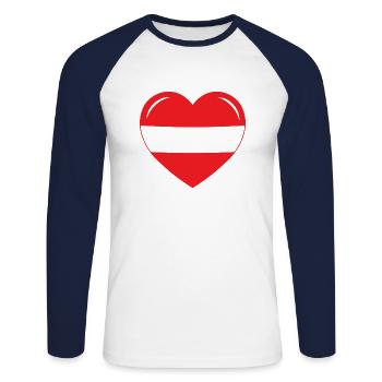 Lustiges Bild Witzig Humor Geschenkidee - Unisex Baseballshirt langarm - Weiß/Navy - Vorne - Nik (191cm)