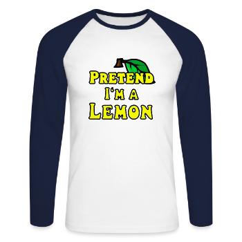 Faites semblant d’être un costume d’Halloween citronné - T-shirt baseball manches longues Homme - blanc/marine - Devant - Nik (191cm)