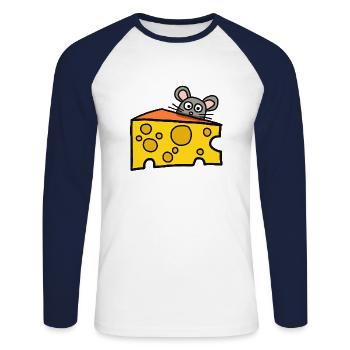 souris drôle - T-shirt baseball manches longues Homme - blanc/marine - Devant - Nik (191cm)