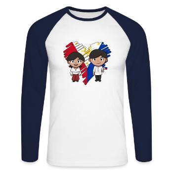 Philippines drapeau philippin fierté je cadeau - T-shirt baseball manches longues Homme - blanc/marine - Devant - Nik (191cm)