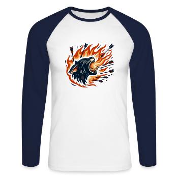 Katze mit Pfeilen - Unisex Baseballshirt langarm - Weiß/Navy - Vorne - Nik (191cm)