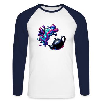 Magical Cosmic Teapot - Unisex Long Sleeve Baseball T-Shirt - white/navy - Front - Nik (191cm)