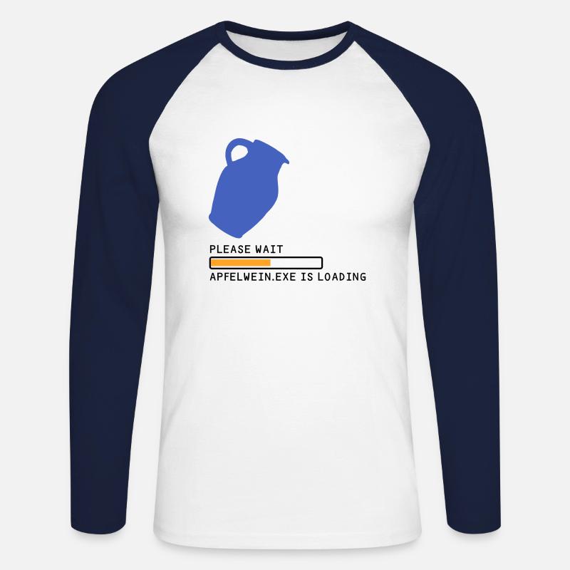 Bembel Loading please wait - Unisex Baseballshirt langarm - Weiß/Navy