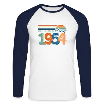 Limited edition 1954 - T-shirt baseball manches longues Homme - blanc/marine - Devant - Nik (191cm)