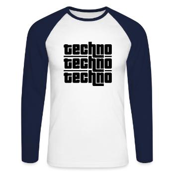 Techno Techno Techno - T-shirt baseball manches longues Homme - blanc/marine - Devant - Nik (191cm)