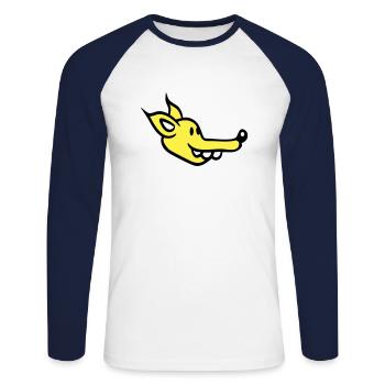 Dog Face Small Happy Puppy Pet - Unisex Long Sleeve Baseball T-Shirt - white/navy - Front - Nik (191cm)