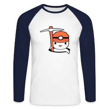 Duck Bottom Hole Miner Pickaxe Helmet Lamp Cute - Unisex Long Sleeve Baseball T-Shirt - white/navy - Front - Nik (191cm)