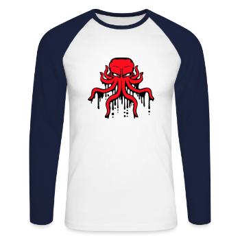 Octopus Graffiti Drop Spray Paint Squid - Unisex Long Sleeve Baseball T-Shirt - white/navy - Front - Nik (191cm)