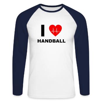 J'aime le handball - J'aime le handball - T-shirt baseball manches longues Homme - blanc/marine - Devant - Nik (191cm)