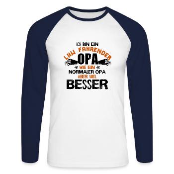 Truck Driver Grandpa Occupation Forwarding Gift Truck - Unisex Long Sleeve Baseball T-Shirt - white/navy - Front - Nik (191cm)