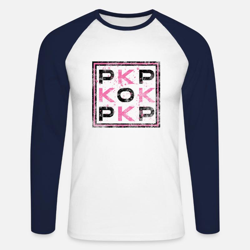 K-POP - Korea Pop - Unisex Baseballshirt langarm - Weiß/Navy