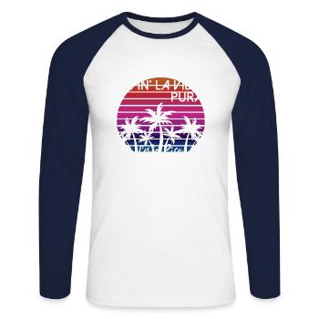 Livin' La Vida Pura Costa Rica Vivre la vie à l'état pur - T-shirt baseball manches longues Homme - blanc/marine - Devant - Nik (191cm)