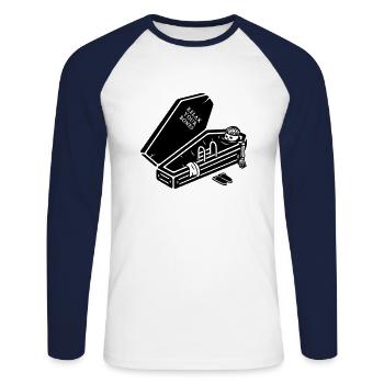 Baignoire squelette de cercueil - T-shirt baseball manches longues Homme - blanc/marine - Devant - Nik (191cm)