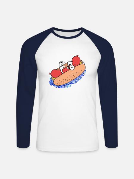 Hot Dog Summer - Unisex Long Sleeve Baseball T-Shirt - white/navy