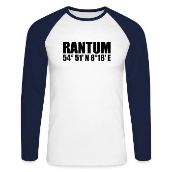 Coordonnées de Rantum - T-shirt baseball manches longues Homme - blanc/marine - Devant - Nik (191cm)