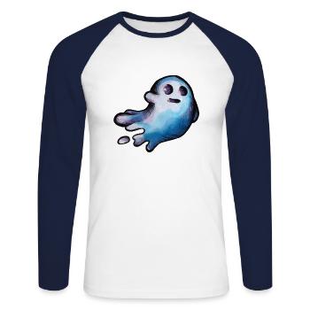 Halloween Ghost - Unisex Long Sleeve Baseball T-Shirt - white/navy - Front - Nik (191cm)