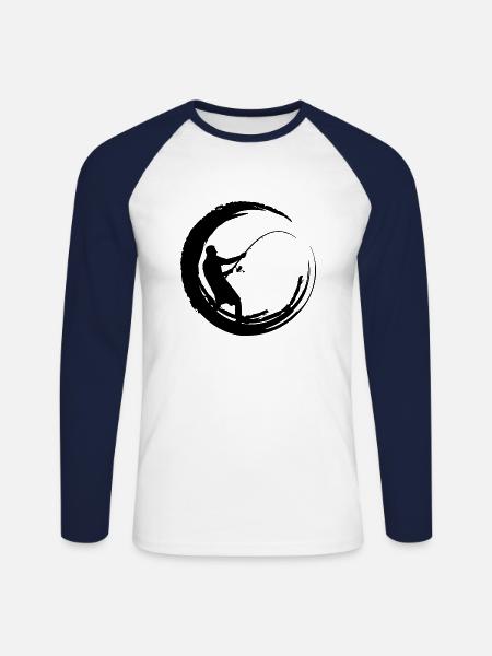 Angeln Fisch Angler Geschenksidee - Unisex Baseballshirt langarm - Weiß/Navy
