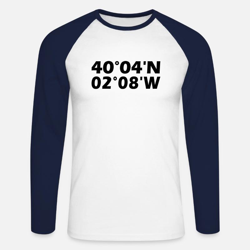Cuenca coordinates - Unisex Long Sleeve Baseball T-Shirt - white/navy