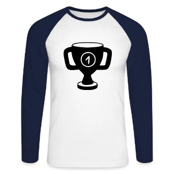 Coupe Dessin Gagner Croquis Noir - T-shirt baseball manches longues Homme - blanc/marine - Devant - Nik (191cm)
