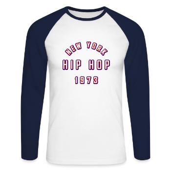 NEW YORK HIP HOP - Unisex Long Sleeve Baseball T-Shirt - white/navy - Front - Nik (191cm)