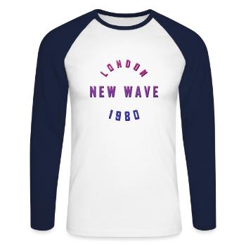 LONDON NEW WAVE 1980 - Unisex Long Sleeve Baseball T-Shirt - white/navy - Front - Nik (191cm)