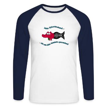 Meerwerkel mit allen Wassern gewaschen - Unisex Baseballshirt langarm - Weiß/Navy - Vorne - Nik (191cm)