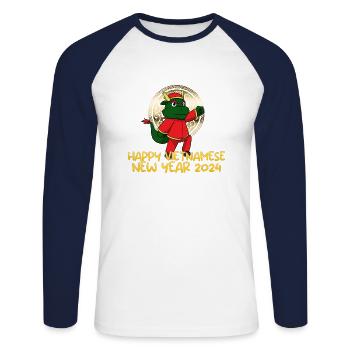 Vietnamesisches Neujahr Drache Vietnam I Geschenk - Unisex Baseballshirt langarm - Weiß/Navy - Vorne - Nik (191cm)