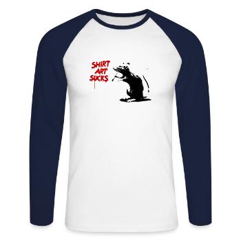 CHEMISE ART SUCE Rats Street Art - T-shirt baseball manches longues Homme - blanc/marine - Devant - Nik (191cm)