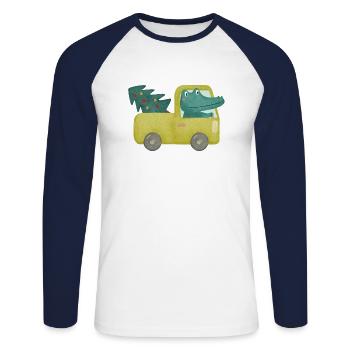 Weihnachten - Unisex Baseballshirt langarm - Weiß/Navy - Vorne - Nik (191cm)