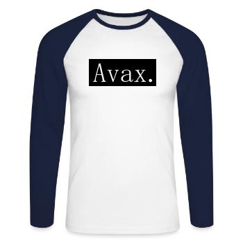 [HD] Avax - T-shirt baseball manches longues Homme - blanc/marine - Devant - Nik (191cm)