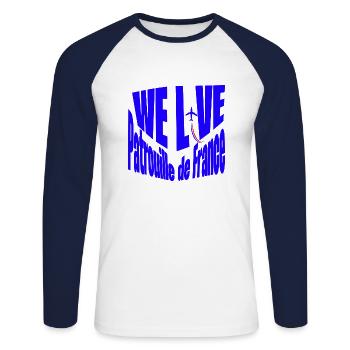 Patrouille de France - T-shirt baseball manches longues Homme - blanc/marine - Devant - Nik (191cm)