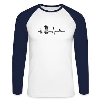 Pineapple heartbeat - Unisex Long Sleeve Baseball T-Shirt - white/navy - Front - Nik (191cm)