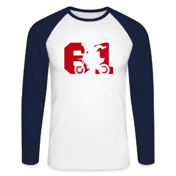 Motorrad Moto 61 - Unisex Baseballshirt langarm - Weiß/Navy - Vorne - Nik (191cm)