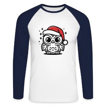Sweet owl Christmassy - Unisex Long Sleeve Baseball T-Shirt - white/navy - Front - Nik (191cm)