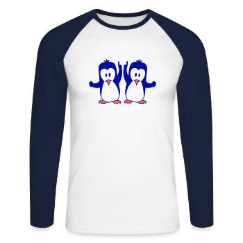 Best Penguins Friends Couple Two Party Birds Team - Unisex Long Sleeve Baseball T-Shirt - white/navy - Front - Nik (191cm)