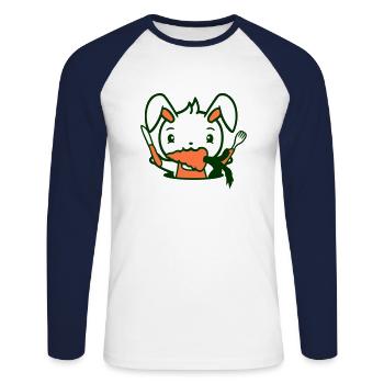 Bunny Carrot Carrot Mouth Food Hunger Fork Knife - Unisex Long Sleeve Baseball T-Shirt - white/navy - Front - Nik (191cm)