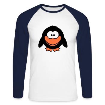 corbeau bande dessinée oiseau se tient debout peeps humour de dessin animé drôle - T-shirt baseball manches longues Homme - blanc/marine - Devant - Nik (191cm)