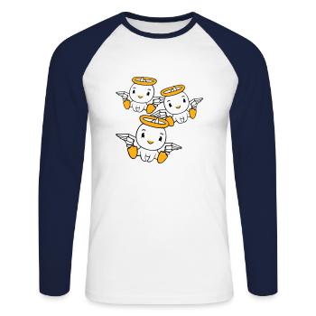 3 Ducks Angel Friends Halo Holy Team - Unisex Long Sleeve Baseball T-Shirt - white/navy - Front - Nik (191cm)