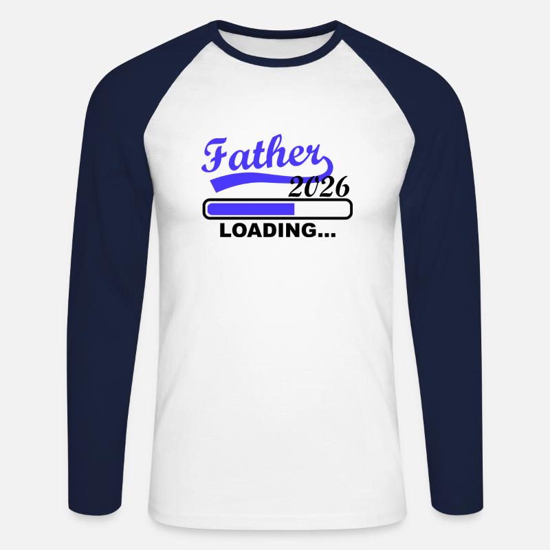 Vater 2026 Wird Geladen Loading - Unisex Baseballshirt langarm - Weiß/Navy