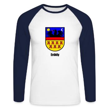 Coat of arms Transylvania Erdély - Unisex Long Sleeve Baseball T-Shirt - white/navy - Front - Nik (191cm)