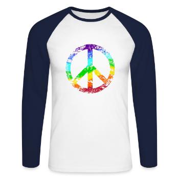 Peace signs rainbow peace cosmopolitan reggae - Unisex Long Sleeve Baseball T-Shirt - white/navy - Front - Nik (191cm)