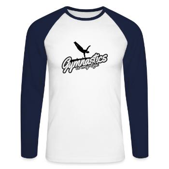 La gymnastique est ma vie - gymnastique - T-shirt baseball manches longues Homme - blanc/marine - Devant - Nik (191cm)