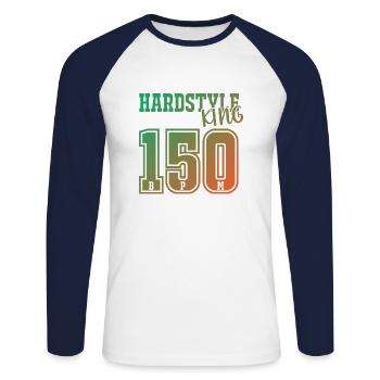 Chemise Festival · Roi Hardstyle · Cadeau Musique - T-shirt baseball manches longues Homme - blanc/marine - Devant - Nik (191cm)