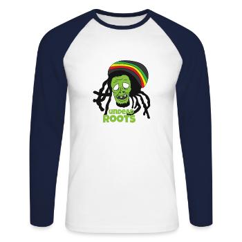 Reggae zombie - Unisex Long Sleeve Baseball T-Shirt - white/navy - Front - Nik (191cm)