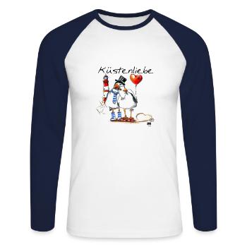 Kuestenliebe - Unisex Baseballshirt langarm - Weiß/Navy - Vorne - Nik (191cm)