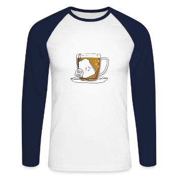Tee - Unisex Baseballshirt langarm - Weiß/Navy - Vorne - Nik (191cm)