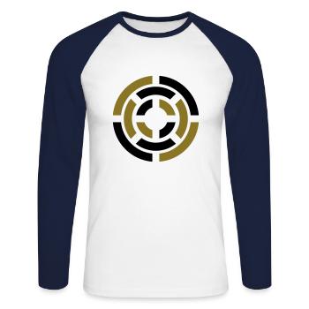 Circle, Symbol, Sign, Icon, Emblem, Badge, - Unisex Long Sleeve Baseball T-Shirt - white/navy - Front - Nik (191cm)