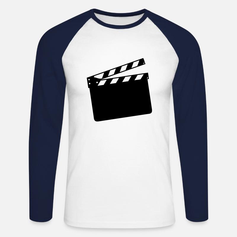 clap cinema 1 - Maglia da baseball a manica lunga da uomo - bianco/navy