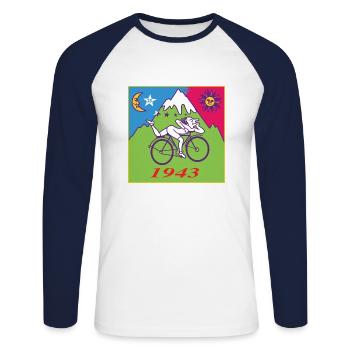 Albert Hofmann LSD 1943 Redesign - T-shirt baseball manches longues Homme - blanc/marine - Devant - Nik (191cm)