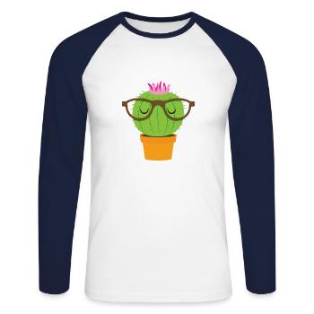 Nerdi little cacti - Unisex Long Sleeve Baseball T-Shirt - white/navy - Front - Nik (191cm)